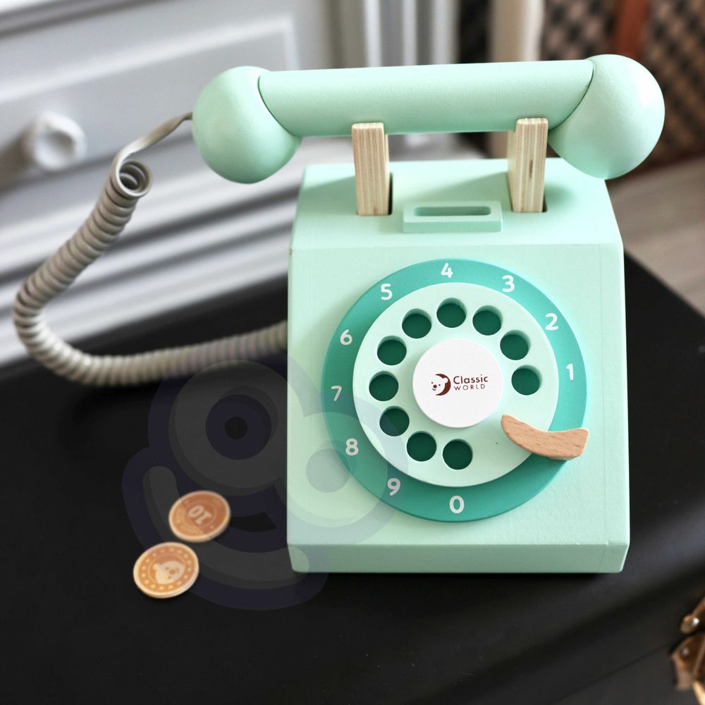 Classic world klasični drveni telefon za djecu 4 kom. slika 5