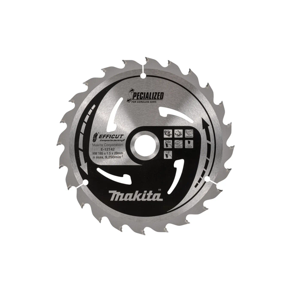 Makita EFFICUT TCT list kružne pile za uranjanje - 165 mm, 24 zuba, idealan za kompozitne materijale slika 1