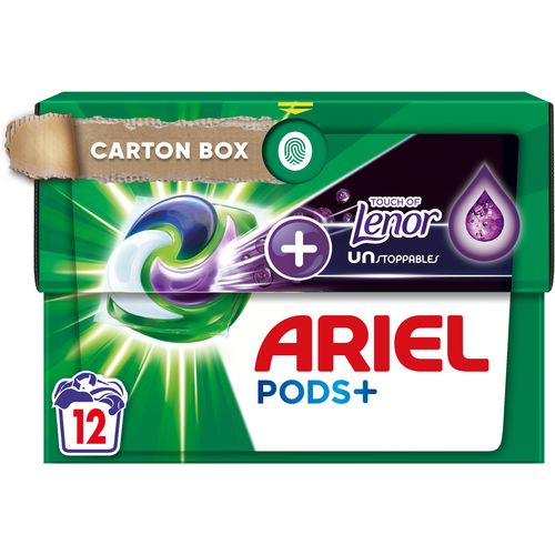 Ariel Kapsule za pranje veša + Touch of Lenor Purple Unstoppables 12 kom, 12 pranja slika 1