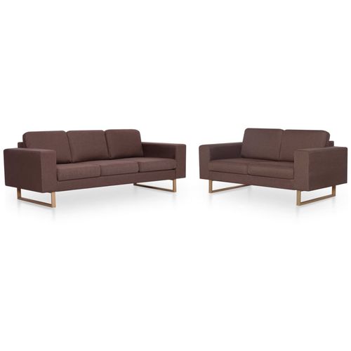 2-dijelni set sofa od tkanine smeđi slika 1