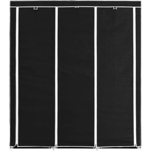 282453 Wardrobe with Compartments and Rods Black 150x45x175 cm Fabric slika 12