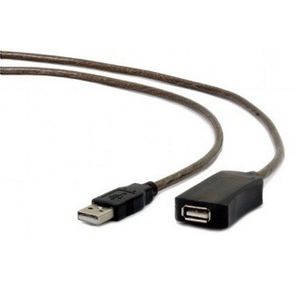 UAE-01-10M Gembird USB 2.0 active extension cable, black color, bulk package, 10m