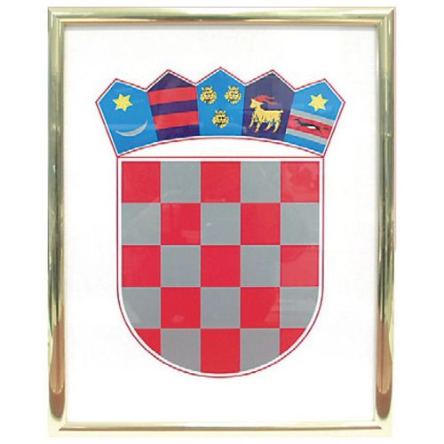 Grb Republike Hrvatske metalni okvir srebrni, 21x30 cm slika 1