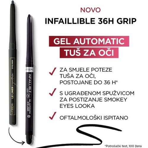 L'Oréal Paris Infaillible 36h Grip Gel Automatic Tuš za oči Intense Black slika 4