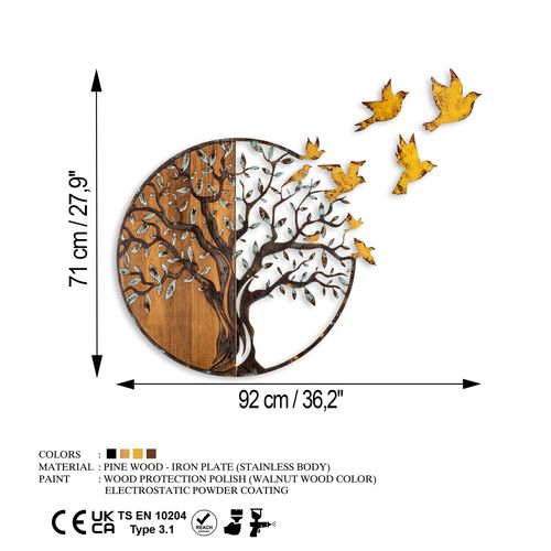 Tree And Birds - 322-A Multicolor Decorative Wooden Wall Accessory slika 8