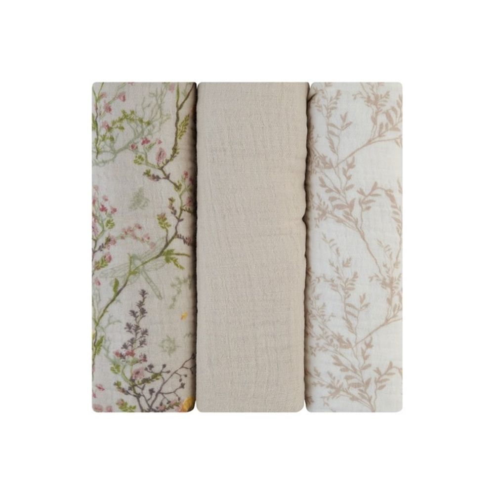 Kikka Boo Muslin pelene Secrert Garden Beige 100x100cm, 3kom slika 2