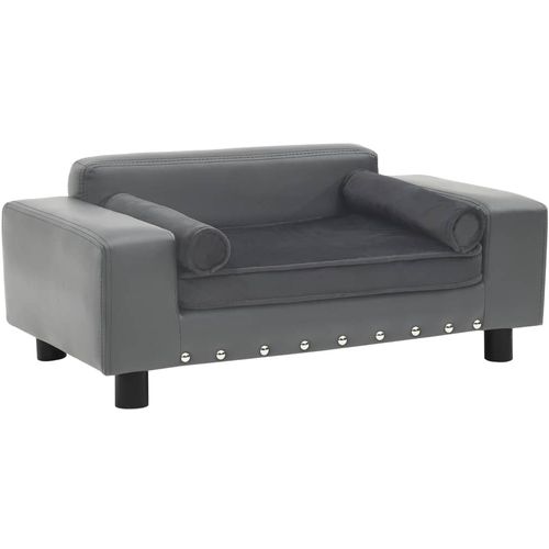 Sofa za pse siva 81 x 43 x 31 cm od pliša i umjetne kože slika 27