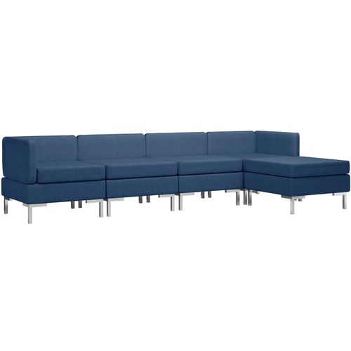 5-dijelni set sofa od tkanine plavi slika 10