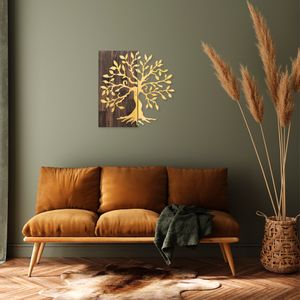 Wallity Drvena zidna dekoracija, Tree - Gold