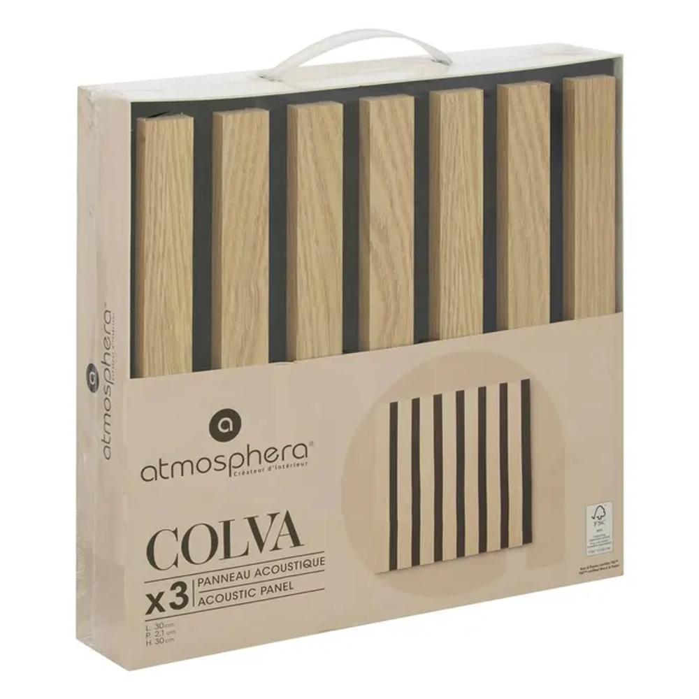 Atmosphera dekorativni zidni panel set 3/1 colva 30x30 cm light wood, mdf slika 3