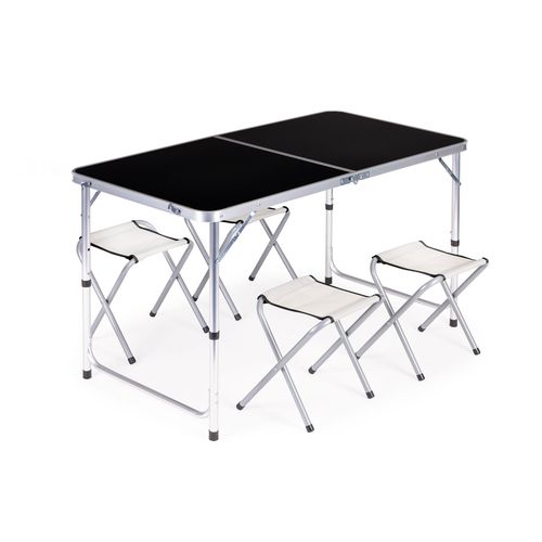 Modernhome set za kampiranje stol+4 stolice - crni slika 1
