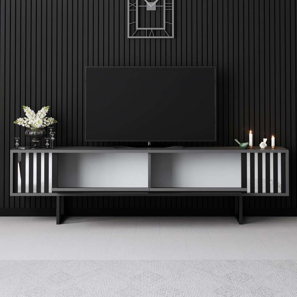TV Stalak Chrome Line - Antracit i Crna slika 3
