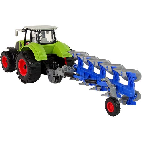 Zeleni traktor s plavim plugom slika 3