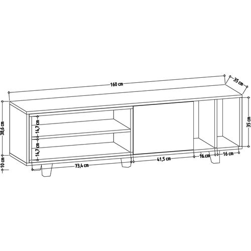 Rosmar - White, Oak Oak
White TV Stand slika 5