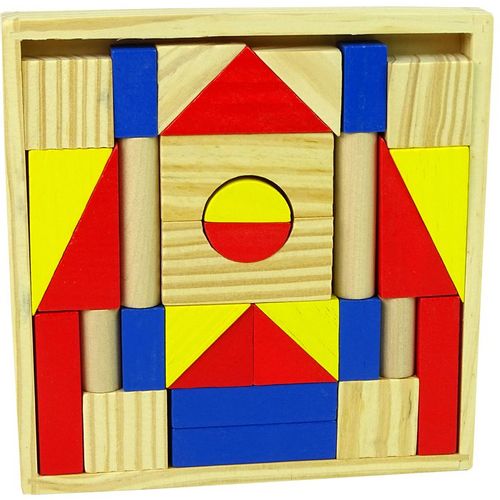Montessori set drvenih blokova za gradnju kuće/dvorca, šareni slika 2