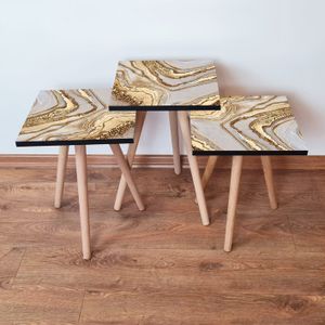 Nesting Table 3Shp263 - Set od 3 komada u bež, smeđoj i zlatnoj boji