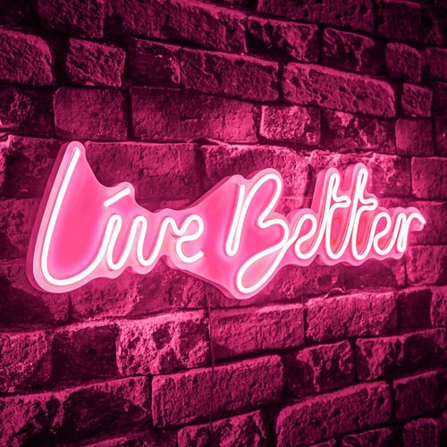 Wallity Zidna LED dekoracija, Live Better - Pink slika 2