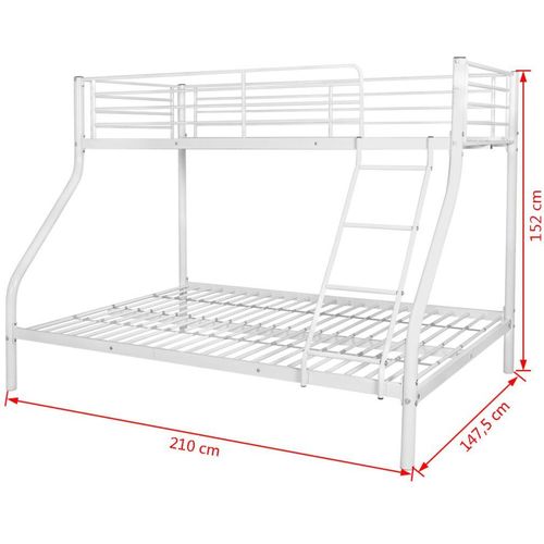 Okvir za dječji krevet na sprat metalni bijeli 140x200/90x200 cm slika 2