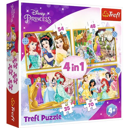 TREFL puzzle Disney Princess 4u1 (35,48,54,70) 34385 slika 1