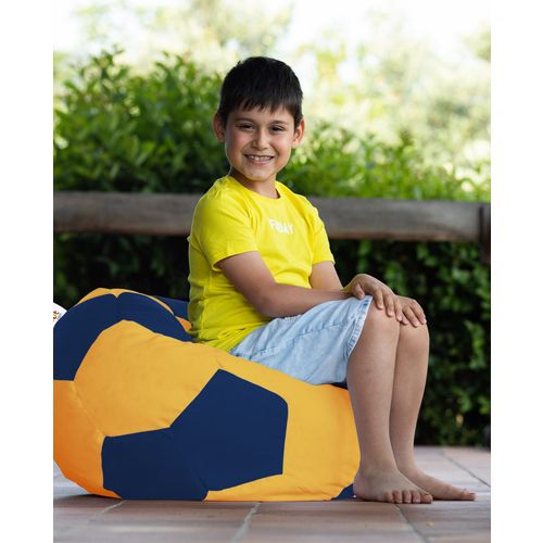 Atelier Del Sofa Vreća za sjedenje, Football Kids Pouf - Yellow, Dark Blue slika 2