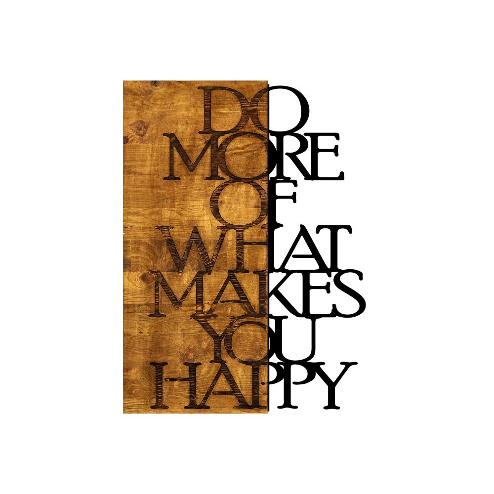 Ukrasni Drveni Zidni Dodatak 'Do More Of What Makes You Happy' u Boji Oraha i Crnoj slika 2