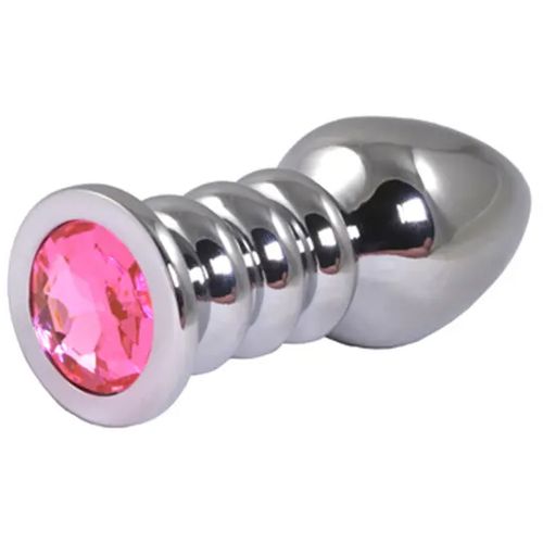 Metalni analni dildo sa rozim dijamantom 10cm slika 1