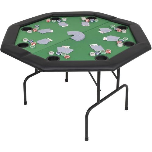 Sklopivi dvodijelni stol za poker za 8 igrača osmerokutni zeleni slika 16