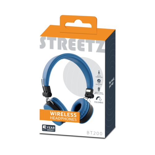 STREETZ Slušalice BT200 Naglavne Sklopive Bluetooth, 3.5 mm utor, PLAVE slika 2