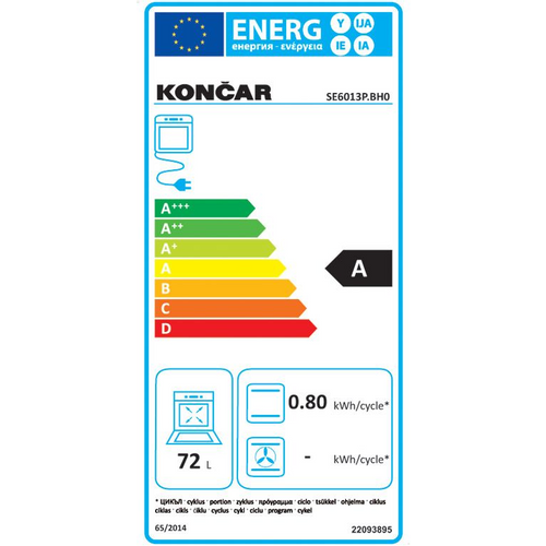 Končar kombinirani štednjak SE 6013 P.BH0 slika 2