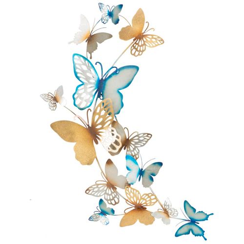 Mauro Ferretti Zidni pano leptiri zlatni-svijetlo plavi c cm 59,5x4x111,5 slika 1