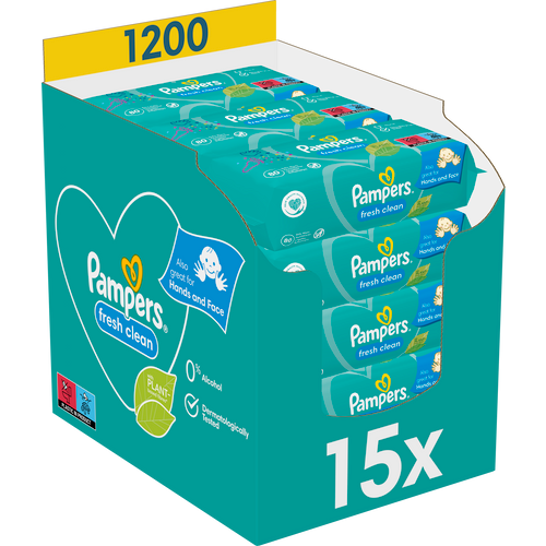 Pampers Vlažne maramice Fresh clean XXL / 15x80 komada slika 1