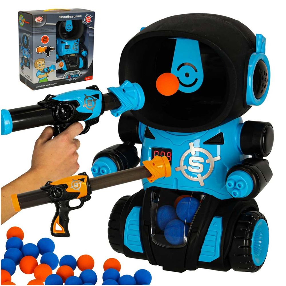 Gladni robot, arkadna igra za pucanje u mete, pištolj + lopte slika 1