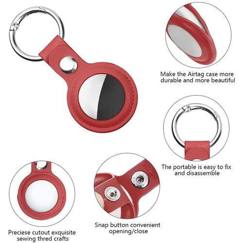 Techsuit – sigurni kožni držač (SLH1) – Apple AirTag torbica s metalnim prstenom – crvena slika 5