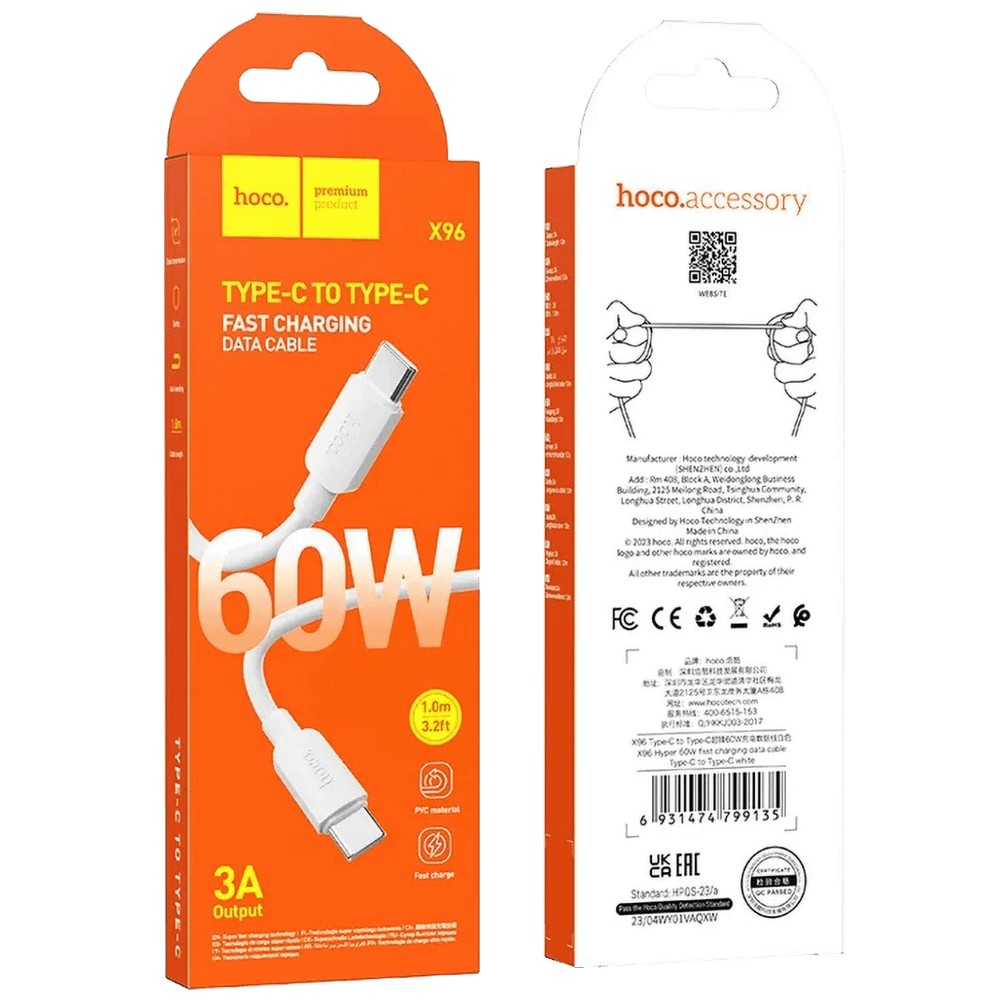 hoco. USB kabl za smartphone, type C, 60W, bijela - X96 Hyper, 60W, White slika 5