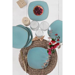 Hermia Concept Desertni tanjuri set (6 komada), Blue Granite Corner Cake Plate 22 Cm 6 Pieces