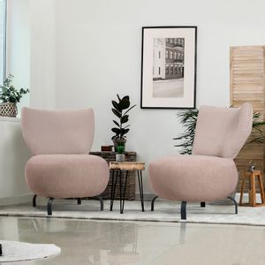 Loly Set - Salmon Salmon Wing Chair Set