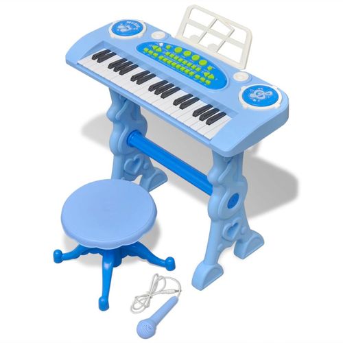 Plava dječja klavijatura s 37 tipki, stolicom i mikrofonom slika 21