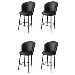 Uras - Crni Bar Stolac Set (4 Komada)