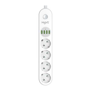 MOYE VOLTAIC POWER STRIP 16A/4000W/4USB/4 SOCKETS