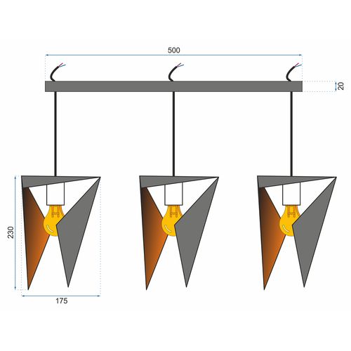 TOOLIGHT Stropna visilica trokutasta geometrijska APP254-3CP slika 5