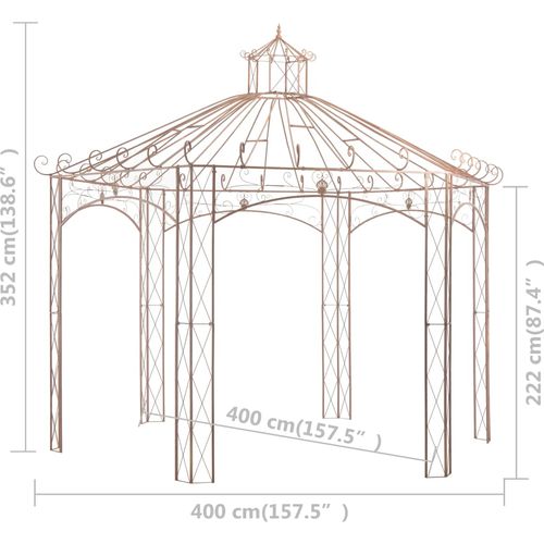 Vrtni paviljon antikni smeđi 4 m željezni slika 19