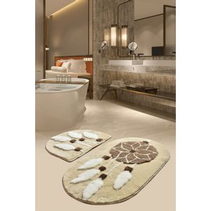 Rüya - Brown Multicolor Acrylic Bathmat Set (2 Pieces)