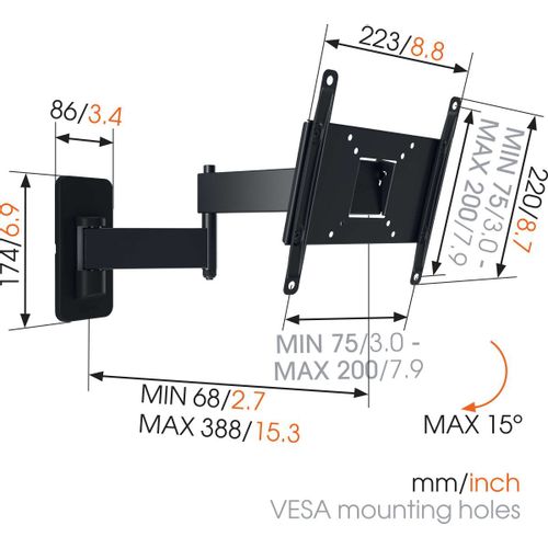 Vogels MA2040, zidni stalak za ekrane od 19"-40" sa nagibom i pomakom 180st. slika 4