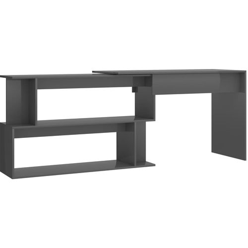 Kutni radni stol visoki sjaj sivi 200 x 50 x 76 cm od iverice slika 48