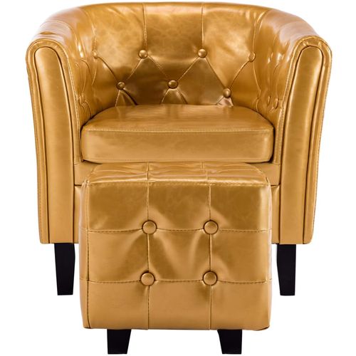 Fotelja od umjetne kože s osloncem za noge zlatna slika 14