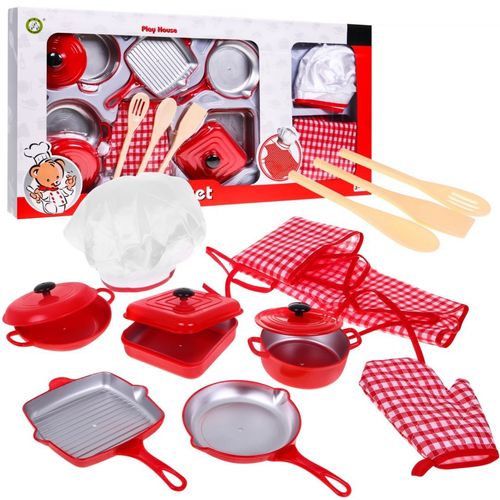 Dječji kuhinjski set crveni 14 elemenata slika 1