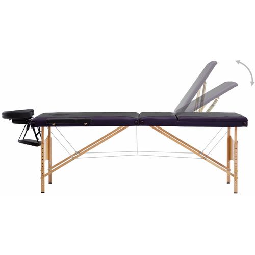 Sklopivi masažni stol s 3 zone drveni crno-ljubičasti slika 16