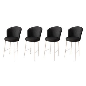 Alte - Crni i Bijeli Bar Stolac Set (4 Komada)