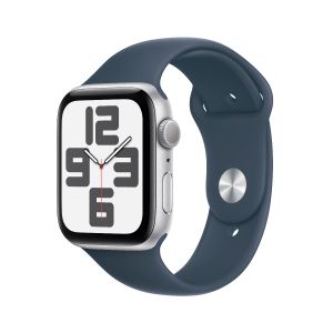 Apple Watch SE GPS 44mm Silver with Storm Blue Sport Band - M/L