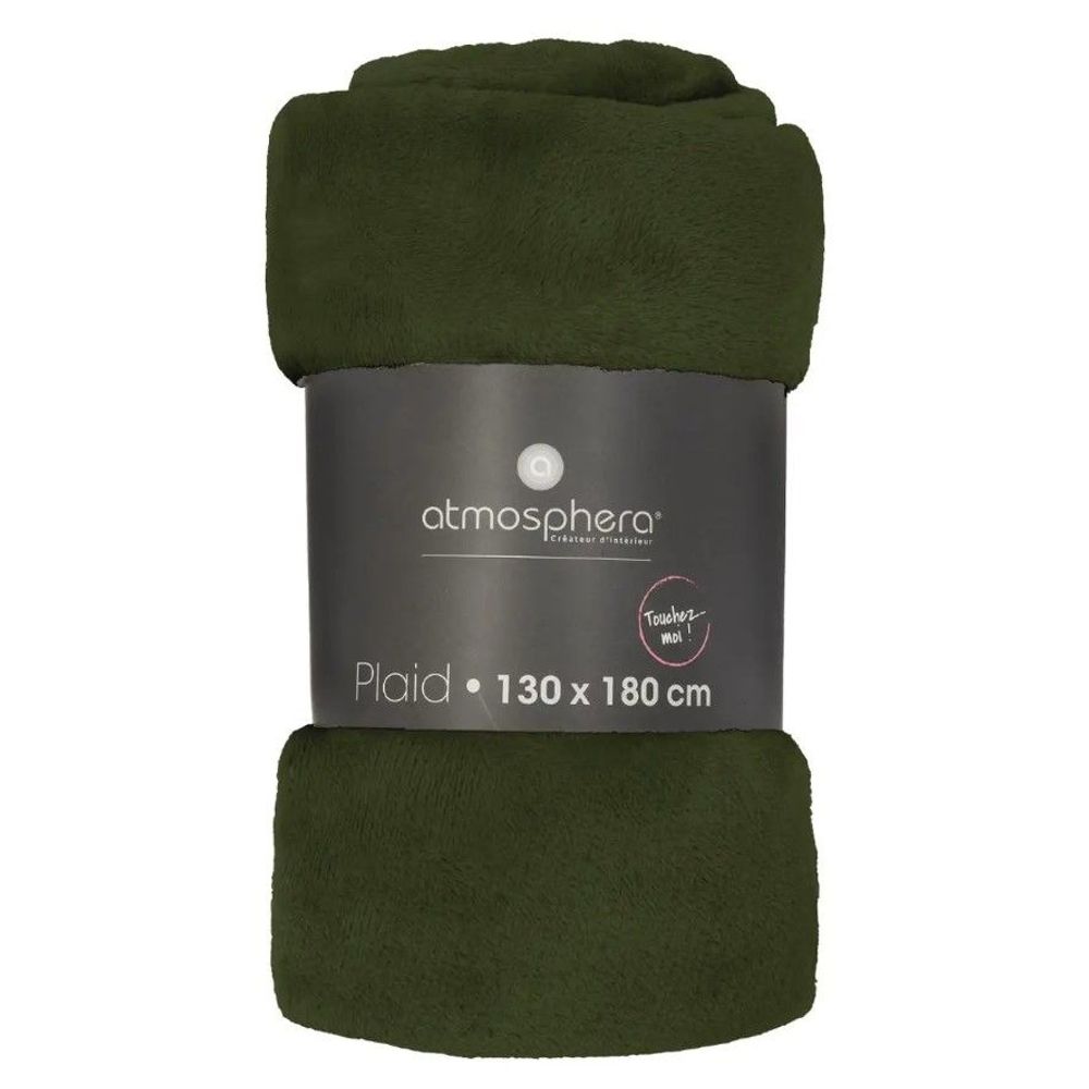 ATMOSPHERA deka flanel - maslinasto zelena - 130x180 cm slika 3